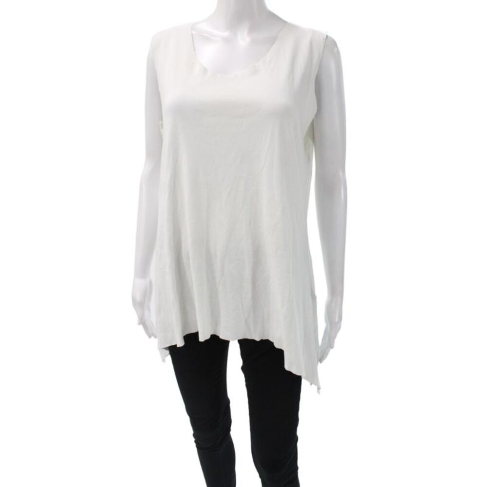Planet Womens Tunic Sleeveless Scoop Neck White 100% Pima Cotton Size 3